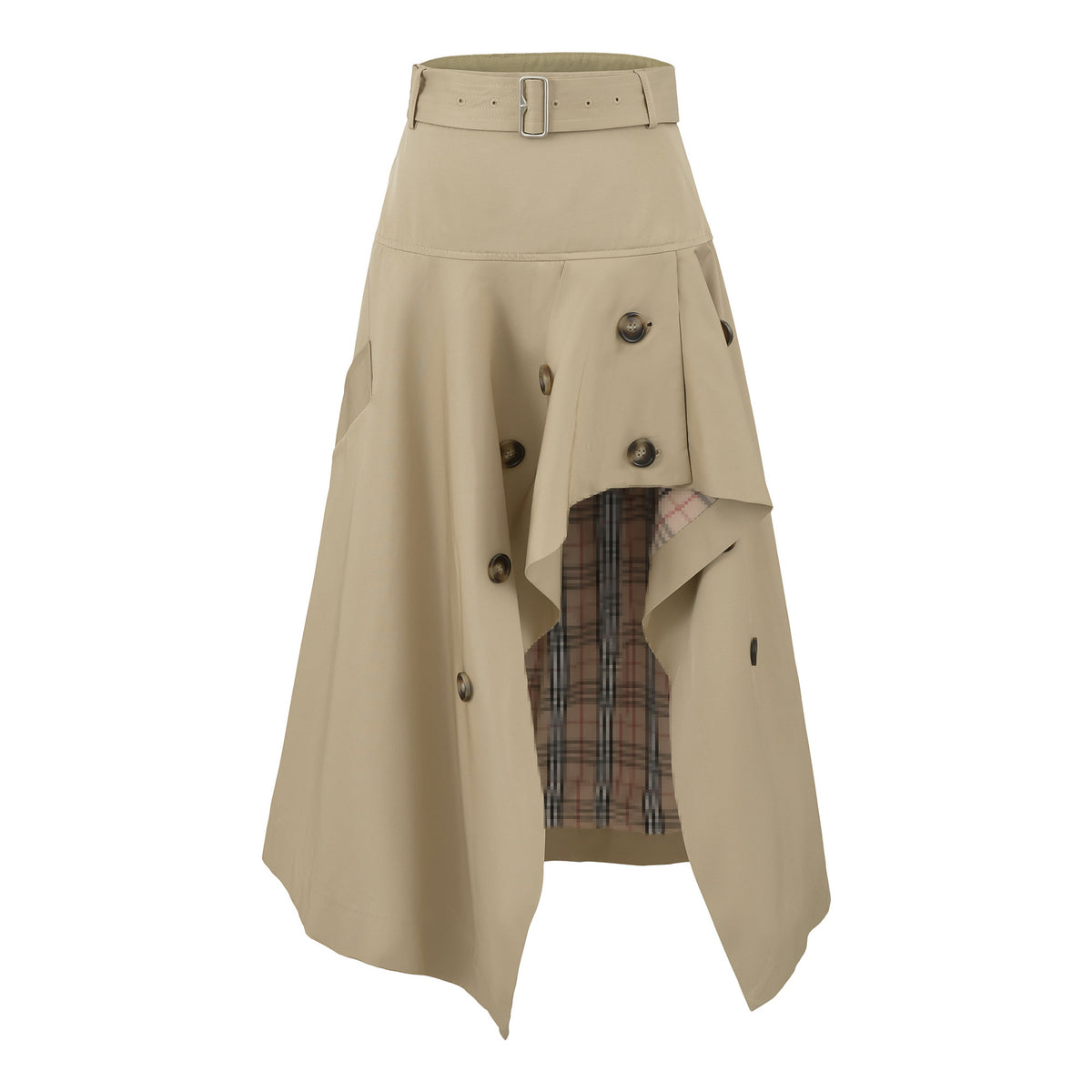 Plaid High Waist Asymmetrical A-Line Flared Skirt