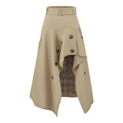 Plaid High Waist Asymmetrical A-Line Flared Skirt