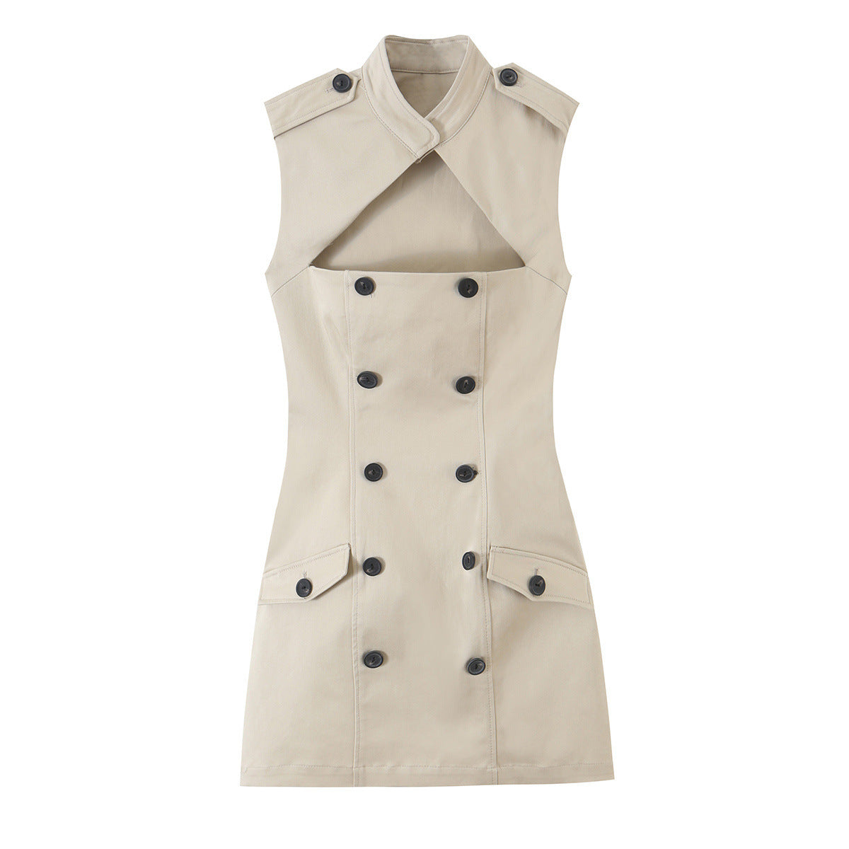 Khaki Sleeveless Dress