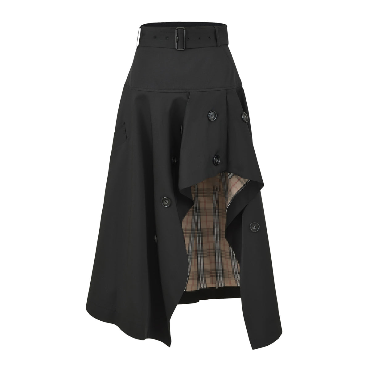 Plaid High Waist Asymmetrical A-Line Flared Skirt