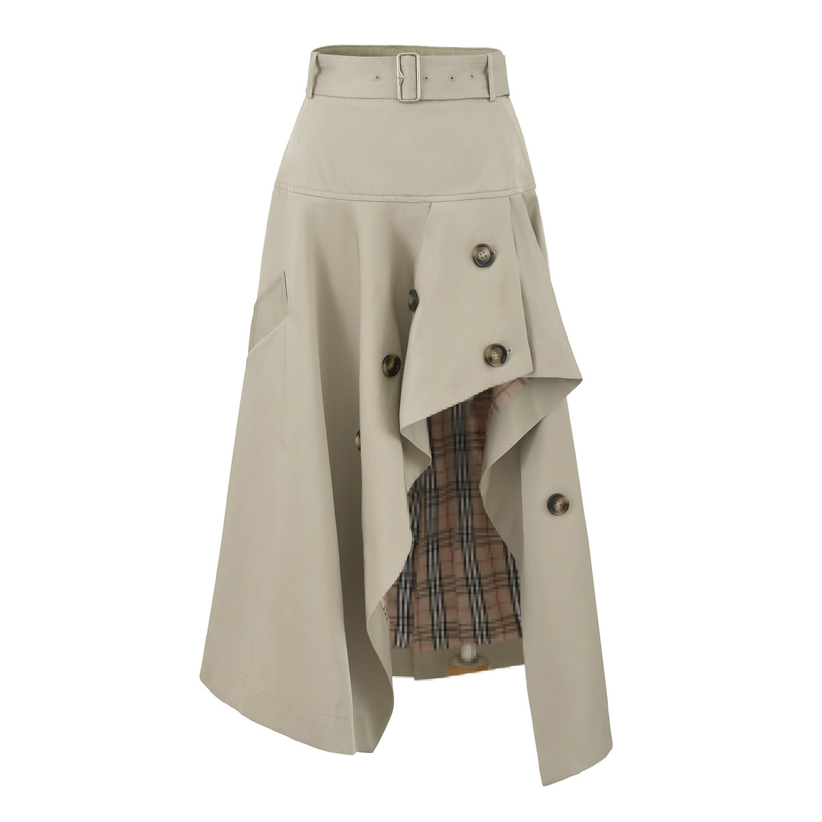 Plaid High Waist Asymmetrical A-Line Flared Skirt