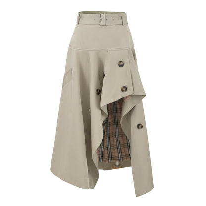 Plaid High Waist Asymmetrical A-Line Flared Skirt