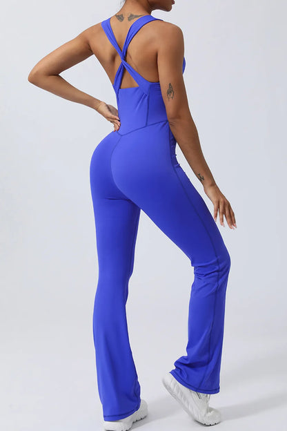 Crisscross Wide Strap Sleeveless Romper