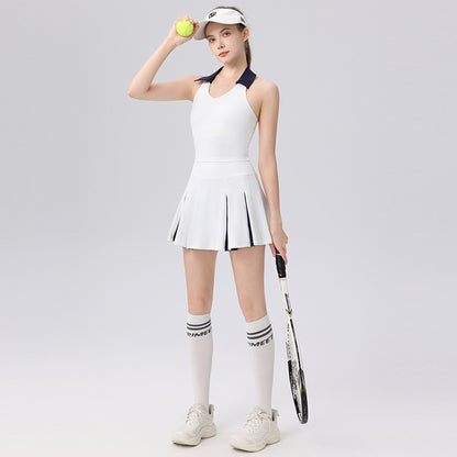 Sporty Collar Tennis Skuart Two-Piece Outfit