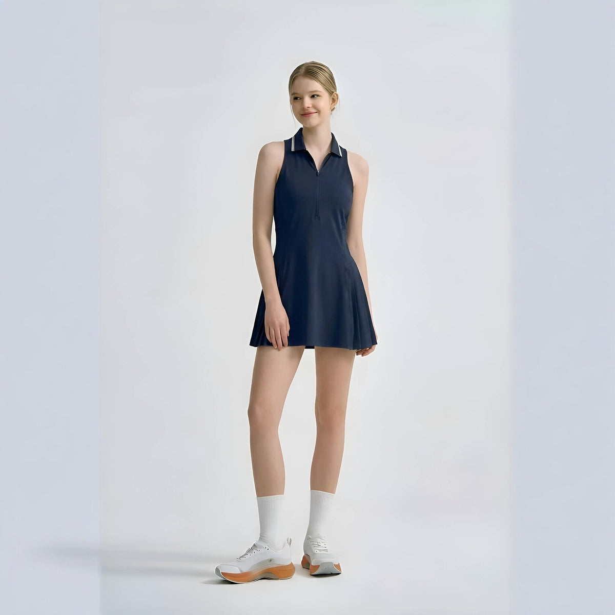 Fashionable Mesh Back Sport Dress with Built-in Shorts